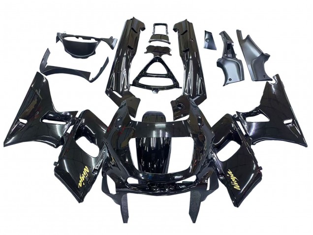 1998-2003 Kawasaki ZZR600 Motorcycle Fairings - Glossy Black Gold Ninja Canada