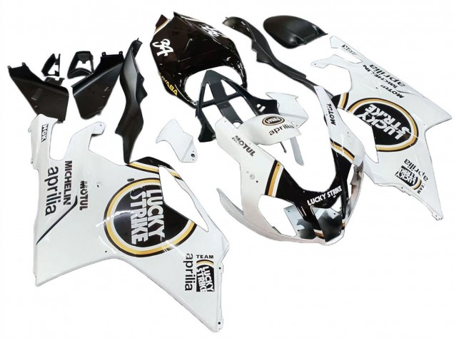 2003-2006 Aprilia RSV1000 Motorcycle Fairings - White Black Lucky Strike Motul Michelin Canada