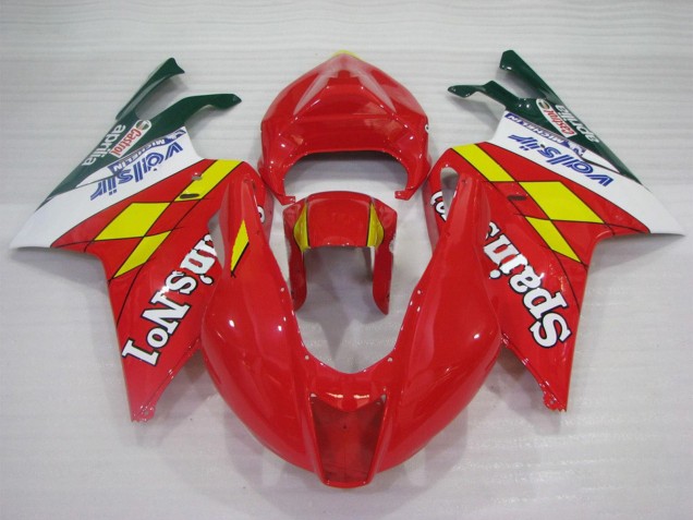 2003-2006 Aprilia RSV1000 Motorcycle Fairings - Red Yellow White Spains No1 Valsir Castrol Canada