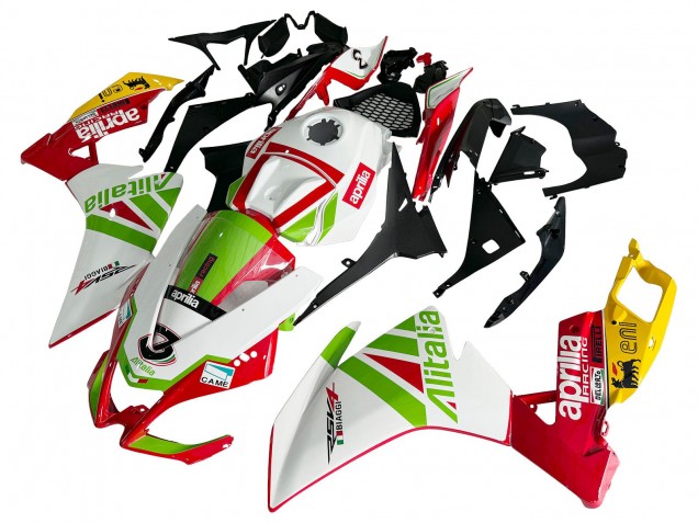 2012-2018 Aprilia RS4 50 125 Motorcycle Fairing - White Red Green Yellow Alitalia Canada