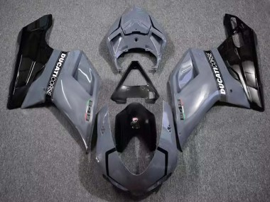 2007-2014 Ducati 848 Motorcycle Fairings - Grey Glossy Black Corse Canada