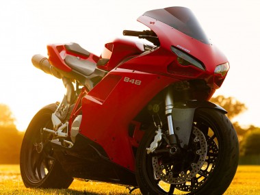 2007-2014 Ducati 848 Motorcycle Fairings - Red Glossy Black Canada