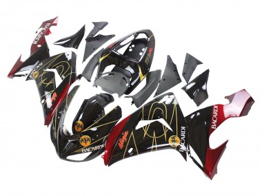 2006-2007 Kawasaki ZX10R Motorcycle Fairings - Black Red Gold BACARDI Canada