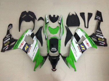 2008-2010 Kawasaki ZX10R Motorcycle Fairings - White Green Glossy Black Motul Neos Banca Petas Canada
