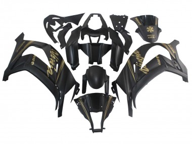 2011-2015 Kawasaki ZX10R Motorcycle Fairings - Matte Black Gold Snow Elf Canada