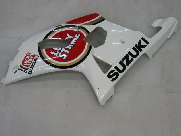 2000-2002 Suzuki GSXR1000 Motorcycle Fairings - White Red Lucky Strike Canada