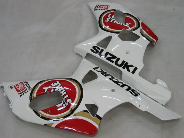 2000-2002 Suzuki GSXR1000 Motorcycle Fairings - White Red Lucky Strike Canada