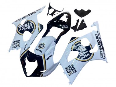 2003-2004 Suzuki GSXR 1000 Motorcycle Fairings - White Black Gold Motul Lucky Strike Canada