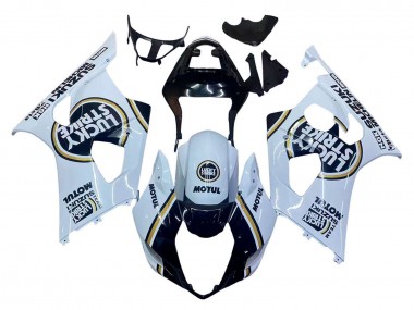 2003-2004 Suzuki GSXR 1000 Motorcycle Fairings - White Black Gold Motul Lucky Strike Canada