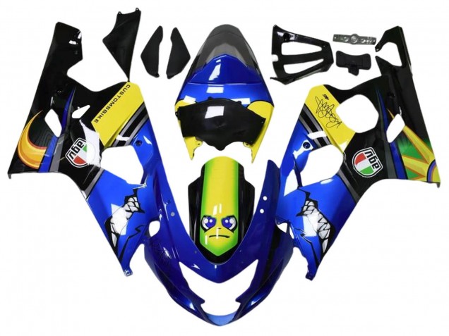 2004-2005 Suzuki GSXR 600 / GSXR 750 Motorcycle Fairings - Blue Yellow Black Shark Canada