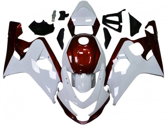 2004-2005 Suzuki GSXR 600 / GSXR 750 Motorcycle Fairings - White Candy Red Black Canada