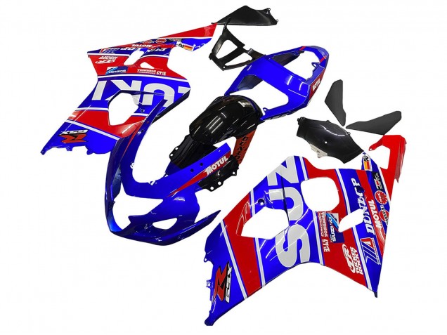 2004-2005 Suzuki GSXR 600 / GSXR 750 Motorcycle Fairings - Blue Red Black Motul Dunlop Canada