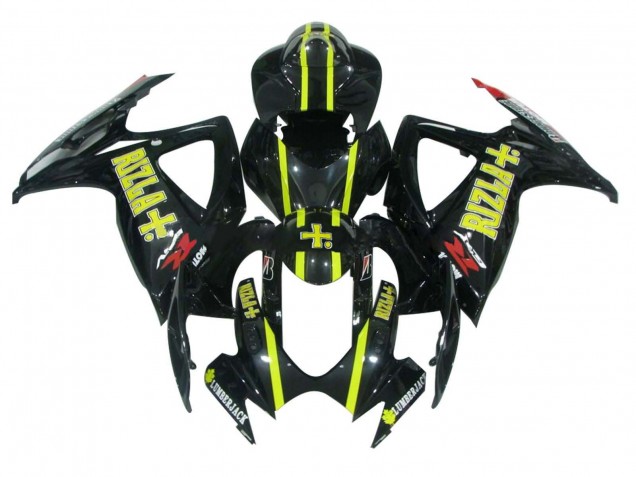 2006-2007 Suzuki GSXR 600 / GSXR 750 Motorcycle Fairings - Glossy Black Yellow Rizla Canada