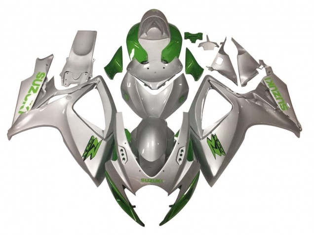 2006-2007 Suzuki GSXR 600 / GSXR 750 Motorcycle Fairings - Silver Green Canada