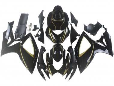 2006-2007 Suzuki GSXR 600 / GSXR 750 Motorcycle Fairings - Glossy Black Gold Stripe Canada