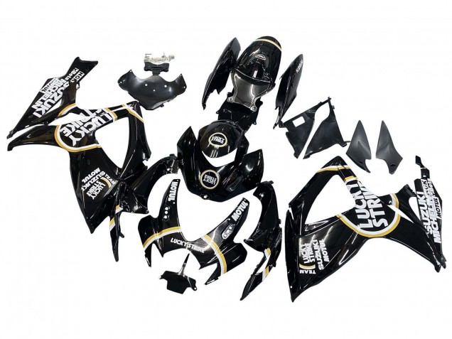 2006-2007 Suzuki GSXR 600 / GSXR 750 Motorcycle Fairings - Glossy Black White Motul Lucky Strike Canada