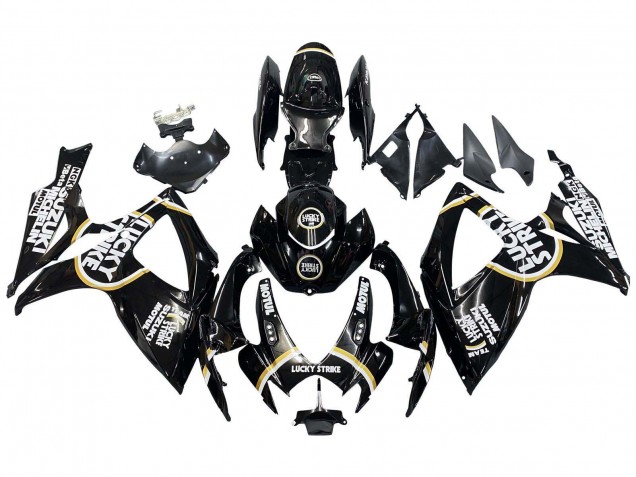 2006-2007 Suzuki GSXR 600 / GSXR 750 Motorcycle Fairings - Glossy Black White Motul Lucky Strike Canada