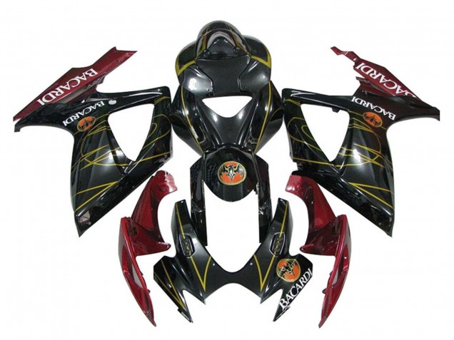 2006-2007 Suzuki GSXR 600 / GSXR 750 Motorcycle Fairings - Glossy Black Red Gold Canada