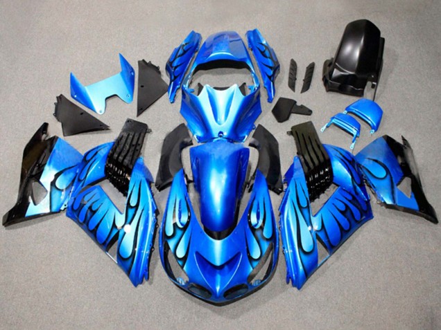 2011-2024 Suzuki GSXR 600 / GSXR 750 Motorcycle Fairings - Blue Black Flame Canada