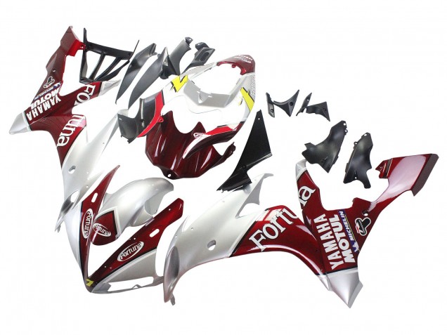 2004-2006 Yamaha YZF 1000 R1 Motorcycle Fairings - Silver Red Fortuna Motul Canada