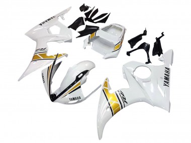 2005 Yamaha YZF 600 R6 Motorcycle Fairings - White Gold Black Canada
