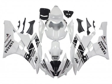2006-2007 Yamaha YZF 600 R6 Motorcycle Fairings - White Glossy Black Motul Michelin Canada