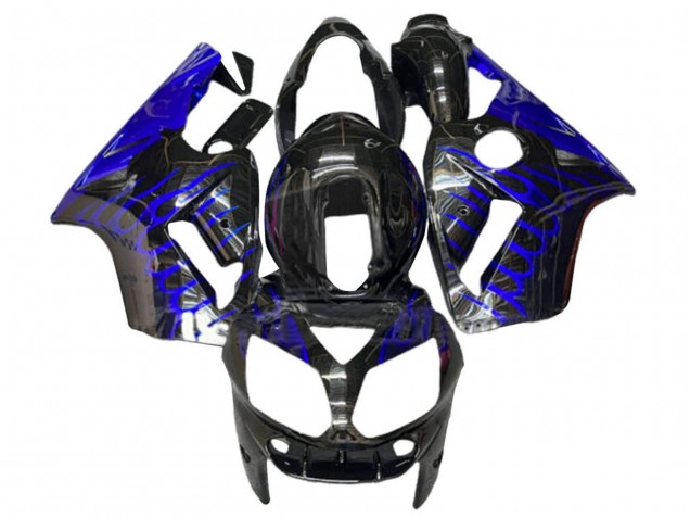 2000-2001 Kawasaki ZX12R Motorcycle Fairings - Glossy Black Blue Flame Canada