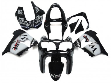 2002-2003 Kawasaki ZX9R Motorcycle Fairings - Glossy Black White West Canada