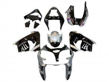 2002-2003 Kawasaki ZX9R Motorcycle Fairings - Silver Glossy Black Monster Elf Canada