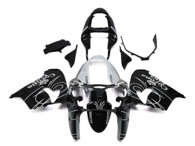2002-2003 Kawasaki ZX9R Motorcycle Fairings - Glossy Black White Corona Extra Canada