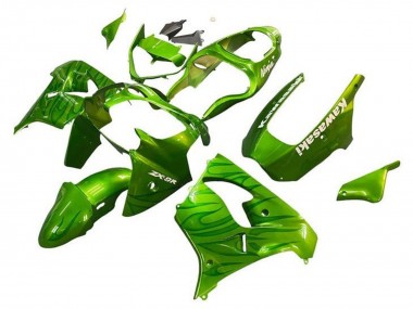 2002-2003 Kawasaki ZX9R Motorcycle Fairings - Green Flame Canada