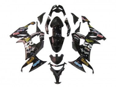 2008-2010 Kawasaki ZX10R Motorcycle Fairings - Glossy Black Blue Yellow Monster Canada