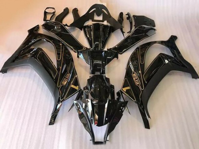 2016-2020 Kawasaki ZX10R Motorcycle Fairings - Glossy Black Gold Canada