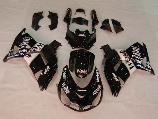 2006-2011 Kawasaki ZX14R ZZR1400 Motorcycle Fairings - Glossy Black White West Canada