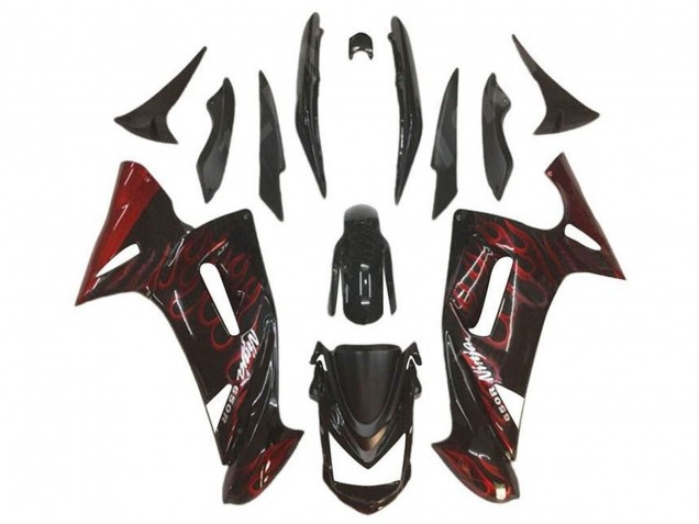 2006-2008 Kawasaki Ninja 650 EX650 Motorcycle Fairings - Glossy Black Red Flame Canada