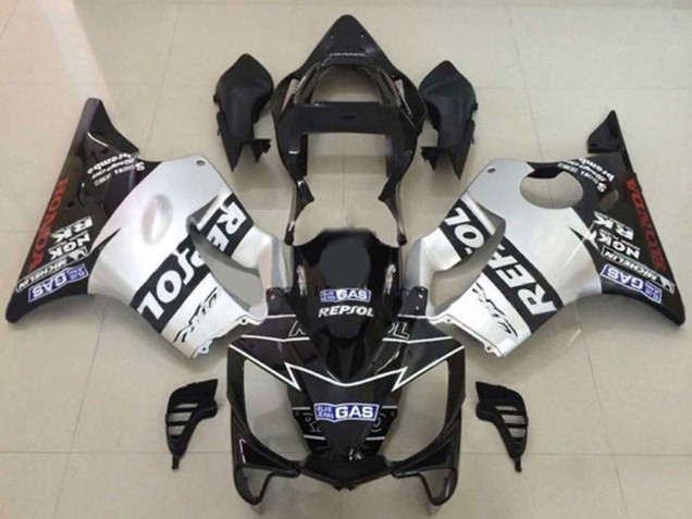 2001-2003 Honda CBR600 F4i Motorcycle Fairings - Silver Glossy Black Repsol Canada