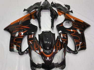 2004-2007 Honda CBR600 F4i Motorcycle Fairings - Glossy Black Orange Flame Canada