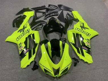 2007-2008 Kawasaki ZX6R Motorcycle Fairings - Neon Yellow Black Icon Canada