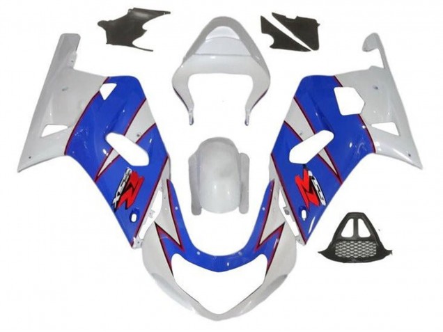2000-2002 Suzuki GSXR1000 Motorcycle Fairings - White Blue Red Pinstripe Canada