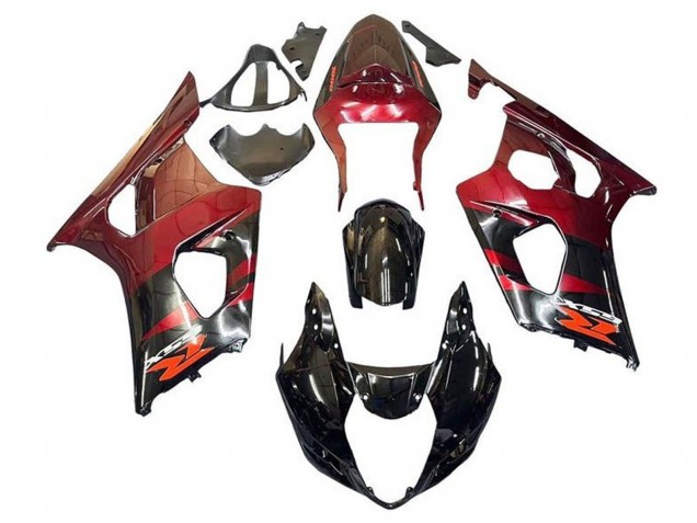 2003-2004 Suzuki GSXR 1000 Motorcycle Fairings - Red Glossy Black Canada