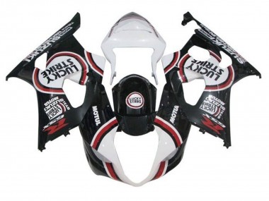 2003-2004 Suzuki GSXR 1000 Motorcycle Fairings - White Black Red Lucky Strike Canada