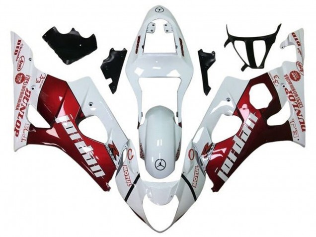 2003-2004 Suzuki GSXR 1000 Motorcycle Fairings - White Red Jordan Canada