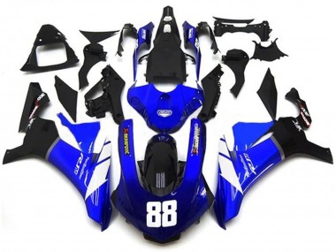 2015-2019 Yamaha YZF 1000 R1 Motorcycle Fairings - Blue White Glossy Black Akropovic Canada
