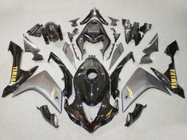 2007-2008 Yamaha YZF 1000 R1 Motorcycle Fairings - Grey Glossy Black Gold Decal Canada