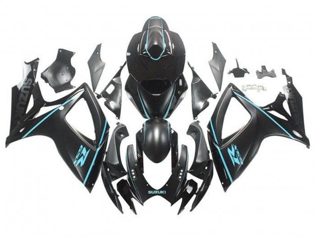 2006-2007 Suzuki GSXR 600 / GSXR 750 Motorcycle Fairings - Matte Black Turquoise Blue Canada