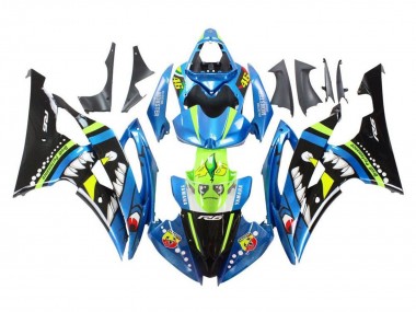 2008-2016 Yamaha YZF R6 Motorcycle Fairings - Blue Green Glossy Black Shark Canada