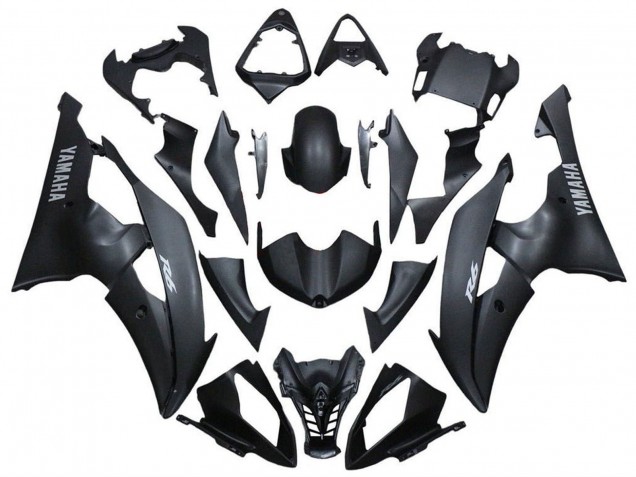 2008-2016 Yamaha YZF R6 Motorcycle Fairings - Matte Black Silver Decals Canada