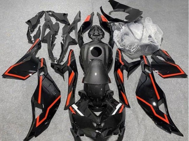 2019-2026 Kawasaki ZX4R ZX-4RR Motorcycle Fairings - Faux Carbon Fiber Black Red Canada