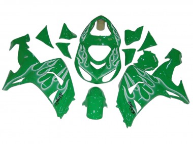 2006-2007 Kawasaki ZX10R Motorcycle Fairings - Green White Flame Canada