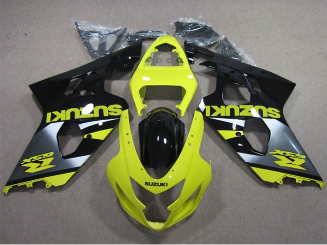 2004-2005 Suzuki GSXR 600 Motorcycle Fairings - Yellow Silver Glossy Black Canada